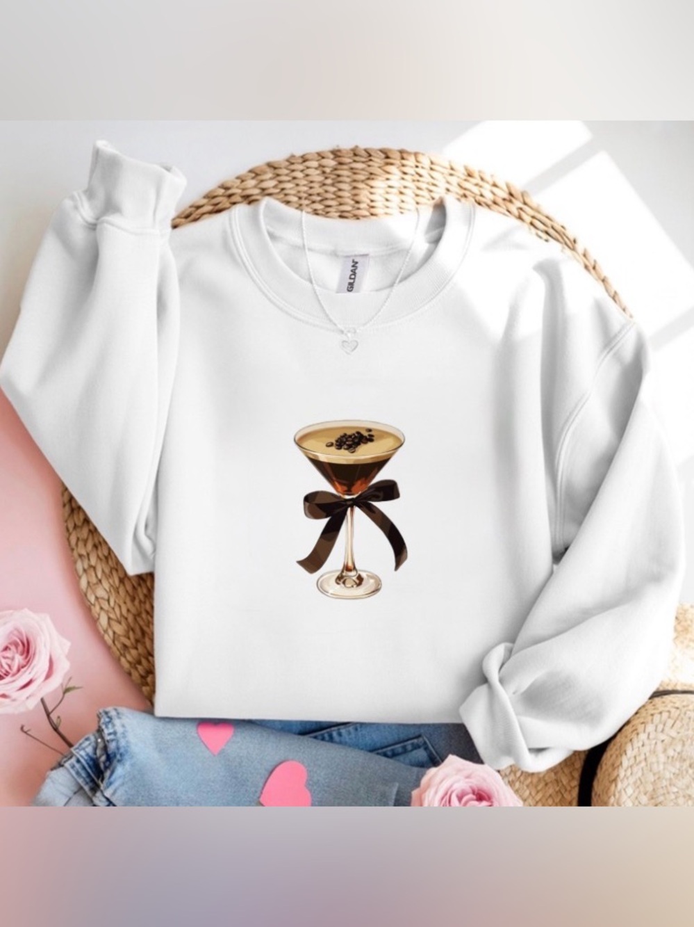 Espresso Martini White Crewneck Sweatshirt Cocktail Cute Trendy Gift